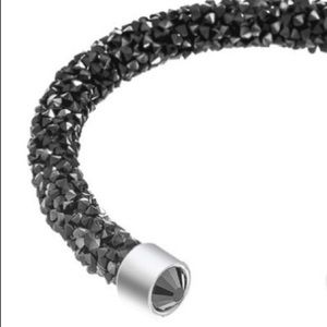 Black & Silvertone Wrapped Cuff w/ Swarovski
